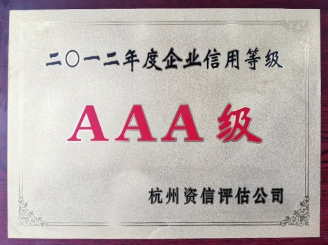 2012年度企業信用等級AAA級企業